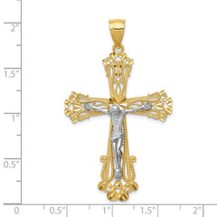 14k Two-tone Diamond-cut Crucifix Pendant - 3