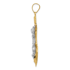 14k Tri-color Diamond-cut w/Textured Mariner's Cross Pendant - 4