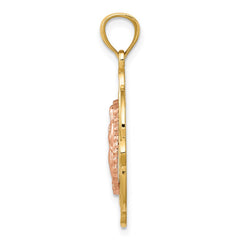 14k Two-tone Rose Virgin Mary Pendant