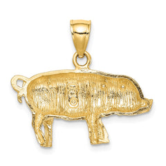 14K Diamond-cut Pig Pendant - 2