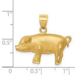 14K Diamond-cut Pig Pendant - 2