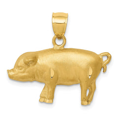 14K Diamond-cut Pig Pendant - 2