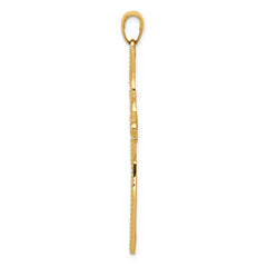 14K w/Rhodium Diamond-cut Beaded Trim Infinity Cross Pendant