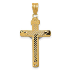14K Two-tone Diamond-cut Lattice Cross w/Crucifix Pendant - 3
