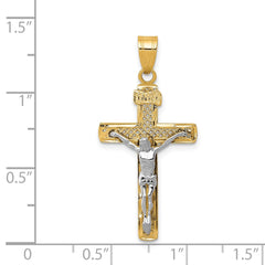 14K Two-tone Diamond-cut Lattice Cross w/Crucifix Pendant - 3