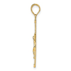 14K Diamond-cut Fancy Tipped Crucifix Pendant