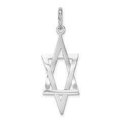 14K White Gold Elongated Star Of David Charm