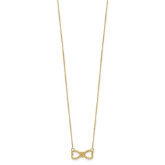 14k Polished Infinity Symbol with Heart Center 18 inch Necklace