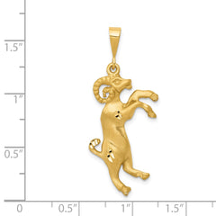 14k Satin Diamond-cut Aries Zodiac Charm - 2
