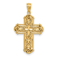 14K White Rhodium D/C Reversible Cross Pendant - 2
