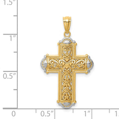 14K White Rhodium D/C Reversible Cross Pendant - 2