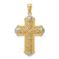 14K White Rhodium D/C Reversible Cross Pendant - 2