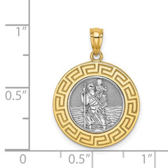 14K w/ Rhodium St. Christopher Medal - 2
