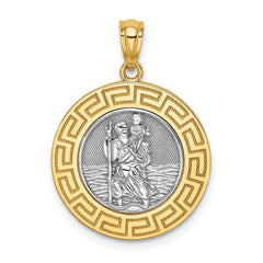 14K w/ Rhodium St. Christopher Medal - 2