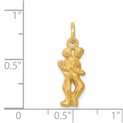 14k Satin Diamond-cut Gemini Zodiac Charm - 2