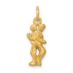14k Satin Diamond-cut Gemini Zodiac Charm - 2
