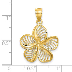 14k Polished and Beaded Plumeria Flower Charm