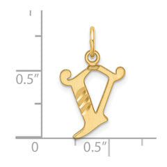 14K Diamond-cut Letter V Initial Charm