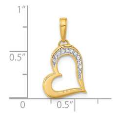 14k and White Rhodium D/C Heart Pendant