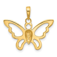 14K and White Rhodium Polished and D/C Butterfly Pendant - 3
