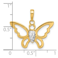 14K and White Rhodium Polished and D/C Butterfly Pendant - 3