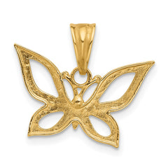 14K and White Rhodium Polished and D/C Butterfly Pendant - 2