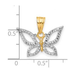 14K and White Rhodium Polished and D/C Butterfly Pendant - 2