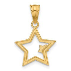 14K and White Rhodium D/C Stars Pendant - 2
