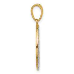14K and White Rhodium D/C Stars Pendant