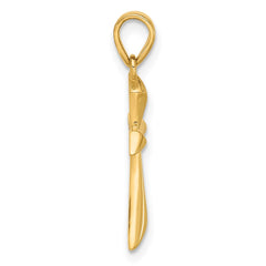 14K Polished Cross Pendant - 13