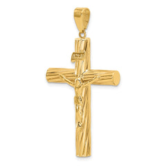 14K Polished and Textured Crucifix Pendant - 3