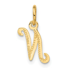 14KY Script Letter N Initial Charm - 2