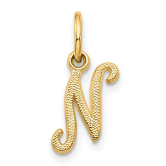 14KY Script Letter N Initial Charm - 2