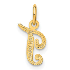 14KY Script Letter T Initial Charm - 2