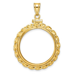 Wideband Distinguished Coin Jewelry 14k Polished Wide Twisted Wire 22.0mm x 1.9mm Screw Top Coin Bezel Pendant