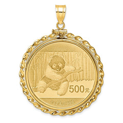 Wideband Distinguished Coin Jewelry 14k Polished Wide Twisted Wire Mounted 1oz Panda Bezel Pendant