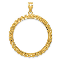 Wideband Distinguished Coin Jewelry 14k Polished with Casted Rope 32.7mm Prong Coin Bezel Pendant