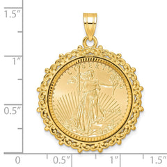 Wideband Distinguished Coin Jewelry 14ky Fancy Diamond-cut Mounted 1/4oz American Eagle Coin Bezel Pendant