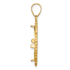 Wideband Distinguished Coin Jewelry 14k Polished Fancy 16.5mm Prong Coin Bezel Pendant - 2