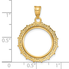 Wideband Distinguished Coin Jewelry 14k Polished Fancy 16.5mm Prong Coin Bezel Pendant - 2