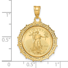 Wideband Distinguished Coin Jewelry 14k Polished Fancy Mounted 1/10oz American Eagle Prong Coin Bezel Pendant - 2