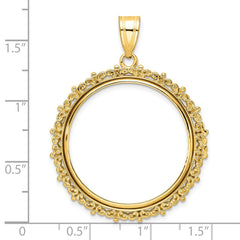 Wideband Distinguished Coin Jewelry 14k Polished Fancy 27.0mm Prong Coin Bezel Pendant - 2