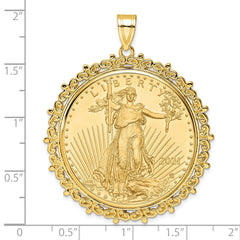 Wideband Distinguished Coin Jewelry 14k Polished Fancy Mounted 1oz American Eagle Prong Coin Bezel Pendant - 2