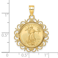 Wideband Distinguished Coin Jewelry 14k Polished Fancy Mounted 1/10oz American Eagle Prong Coin Bezel Pendant