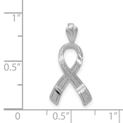 14k White Gold Diamond-cut Awareness Pendant