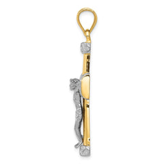 14k Two-tone Crucifix Pendant - 5