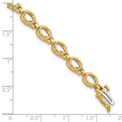14k Holds 16-6x4 Oval Bezel-set Gemstone 7 inch Bracelet Mounting Only