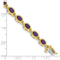 14k Complete Oval Amethyst Bezel-set 7 inch Bracelet