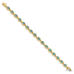 14k Complete Oval Swiss Blue Topaz Bezel-set 7 inch Bracelet