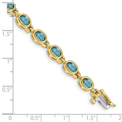 14k Complete Oval Swiss Blue Topaz Bezel-set 7 inch Bracelet